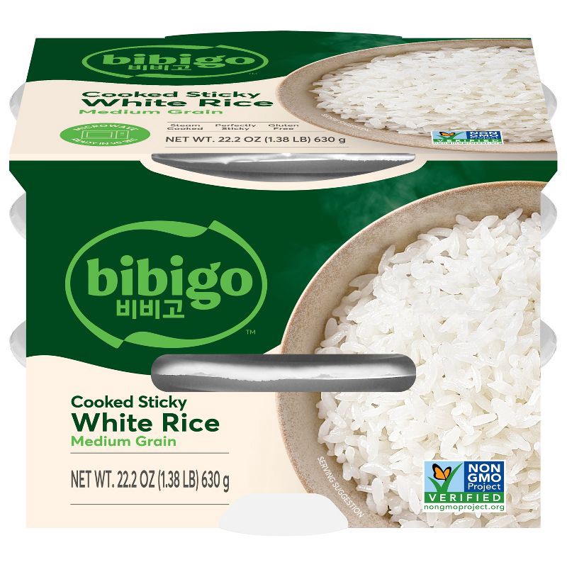 slide 1 of 8, Bibigo Gluten Free Cooked Sticky White Rice - 22.2oz/3ct, 22.2 oz, 3 ct