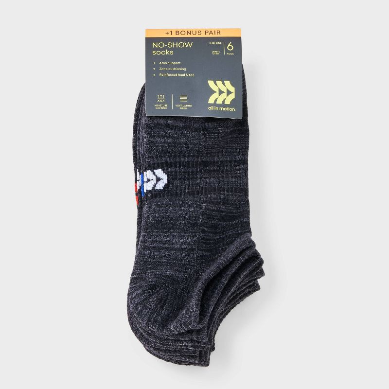 slide 2 of 3, Men's Striped Random Feed Socks 6+1pk - All in Motion™ 6-12: Recycled Polyester, Flat Seams, Knit, 1 ct