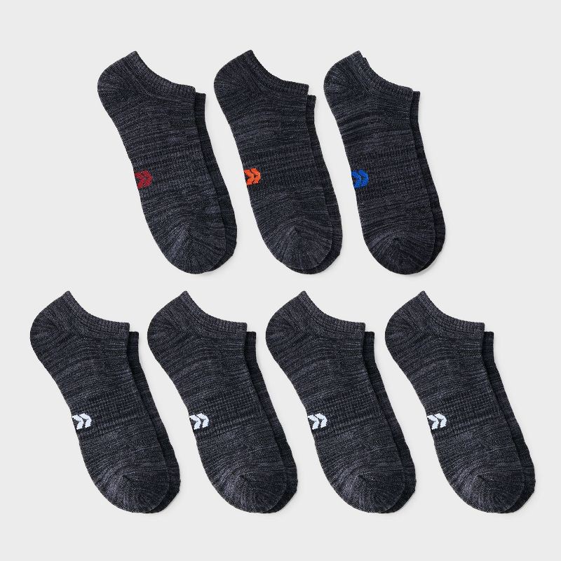 slide 1 of 3, Men's Striped Random Feed Socks 6+1pk - All in Motion™ 6-12: Recycled Polyester, Flat Seams, Knit, 1 ct