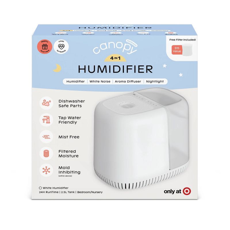 slide 15 of 17, Canopy 4-in-1 Dishwasher Safe and Mold Inhibiting Humidifier - White, 1 ct