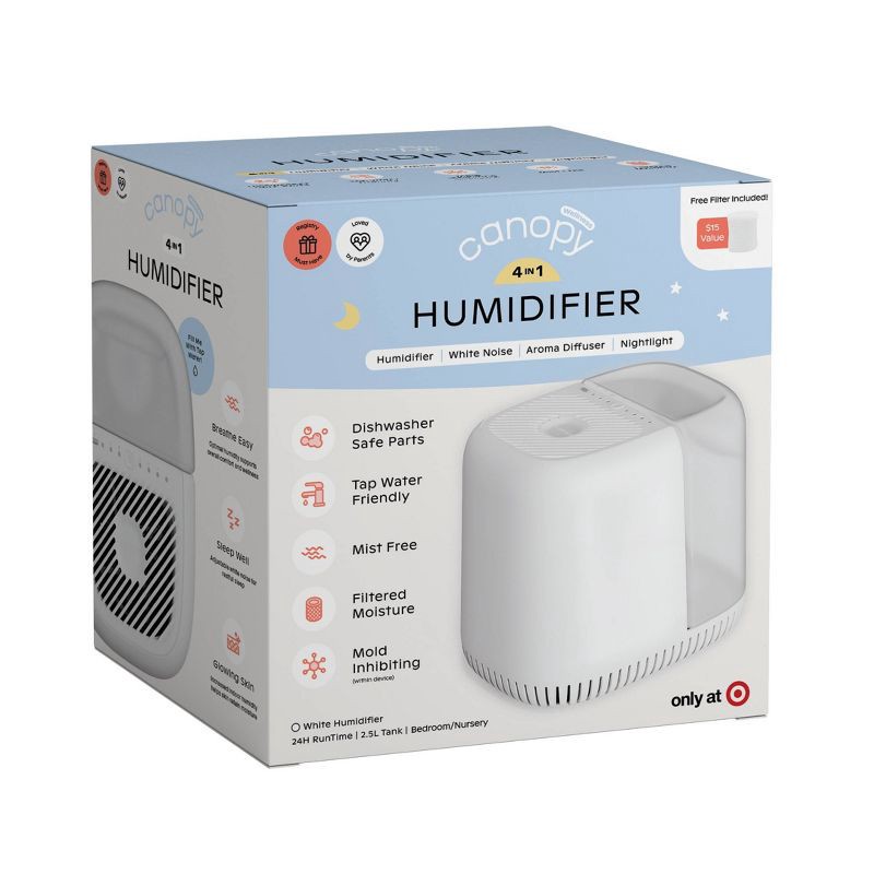 slide 16 of 17, Canopy 4-in-1 Dishwasher Safe and Mold Inhibiting Humidifier - White, 1 ct