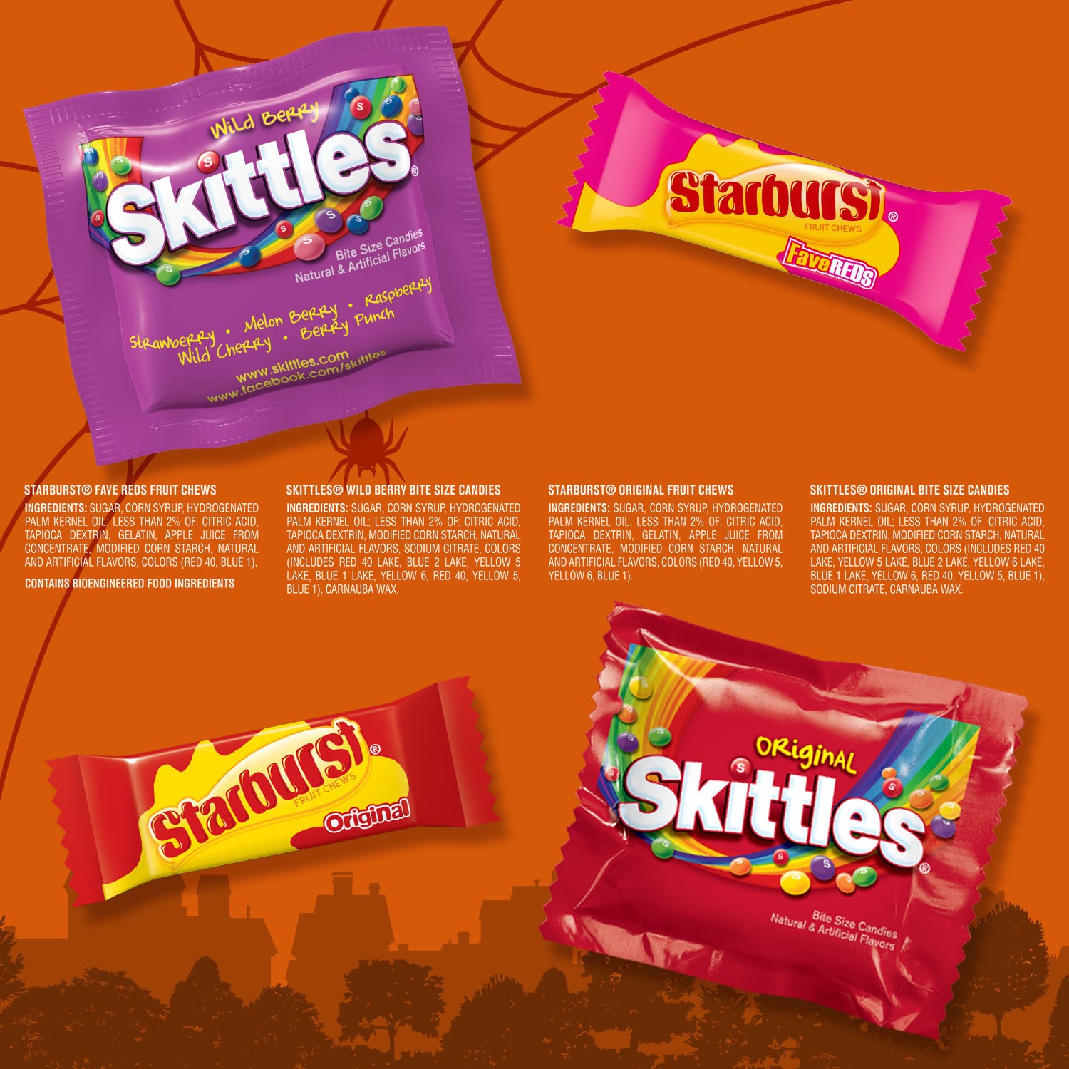 slide 5 of 8, Wrigley SKITTLES & STARBURST Fun Size Chewy Halloween Candy Variety Pack, 20 Ct Bulk Bag, 8.72 oz