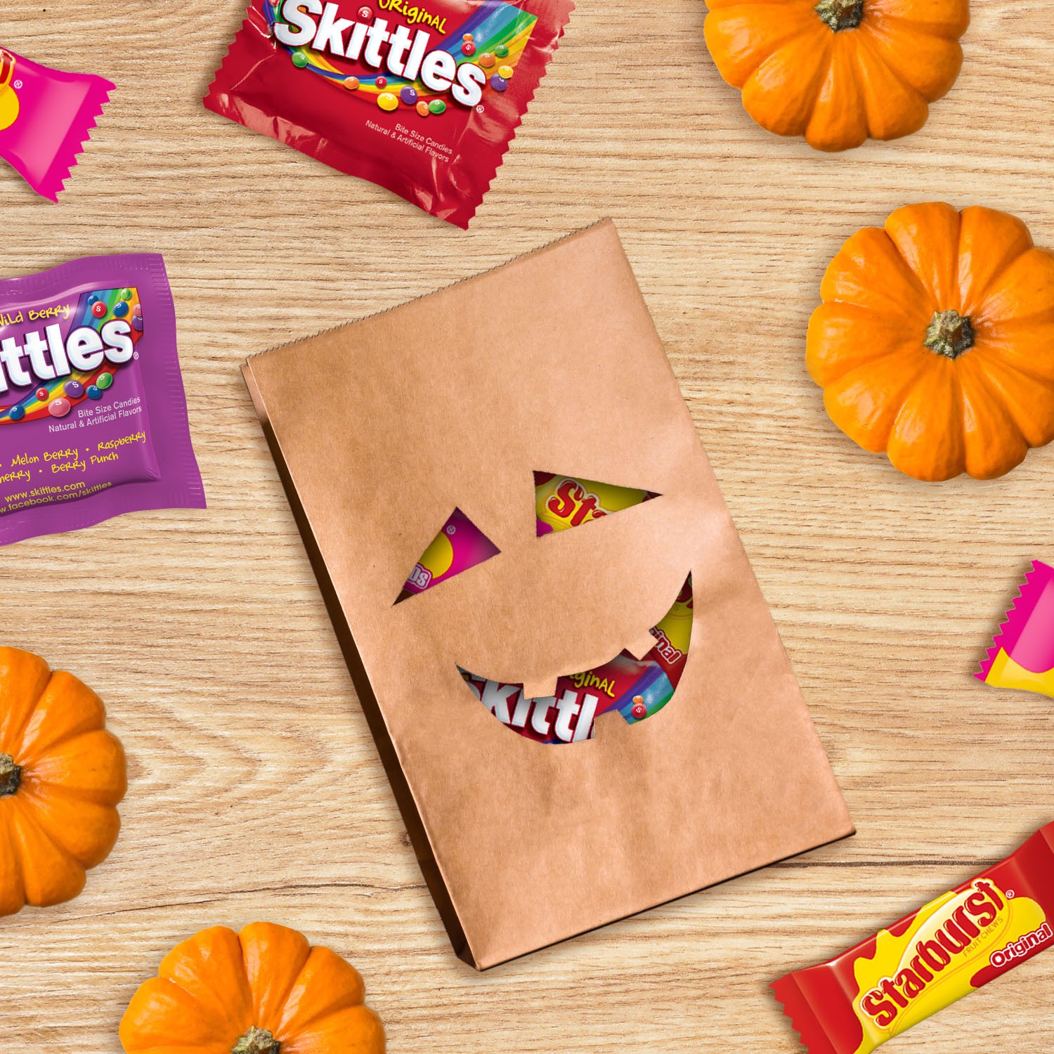 slide 4 of 8, Wrigley SKITTLES & STARBURST Fun Size Chewy Halloween Candy Variety Pack, 20 Ct Bulk Bag, 8.72 oz