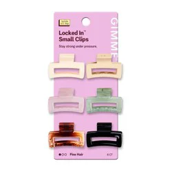 Gimme Beauty Locked In Small Claw Clips for Fine Hair - Assorted Colors - 6ct: ABS Material, Hair Securing Tool, Suitable for All Hair Types
