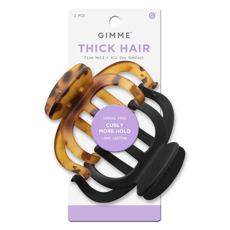 slide 1 of 7, Gimme Beauty Thick Curly Claw Clips - Black/Tortoise - 2pc, 2 ct