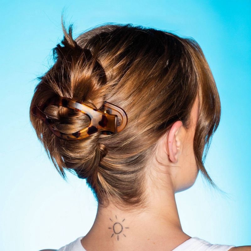 slide 3 of 8, Gimme Beauty Medium Oval Lay-Flat Claw Clip - Black/Tortoise - 2pc, 2 ct