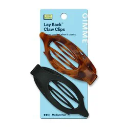 Gimme Beauty Lay Back Oval Claw Clips for Medium Hair - Black/Tort - 2ct