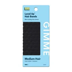 Gimme Beauty Level Up Hair Bands for Medium Hair - Black - 12 ct: Nylon, Spandex, Securing Hair