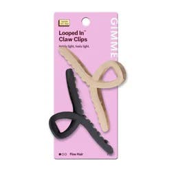 Gimme Beauty Looped In Claw Clips for Fine Hair - Black/Cream - 2ct: Securing Hair, ABS Material