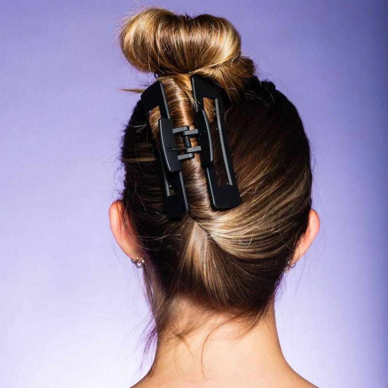 slide 3 of 8, Gimme Beauty Rectangle Claw Clip - Black/Tortoise - 2pc, 2 ct