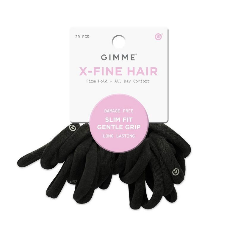 slide 1 of 5, Gimme Beauty Extra Fine Hair Tie Bands - Black - 20ct, 20 ct