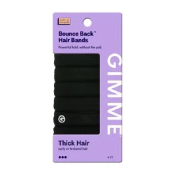 Gimme Beauty Bounce Back Hair Bands for Thick Hair - Black - 6ct: Nylon, Elastic, All Hair Types