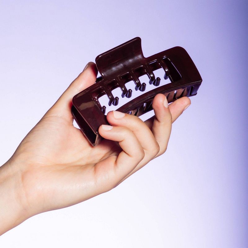 slide 2 of 8, Gimme Beauty Thick Rectangle Double Teeth Claw Clip - Cream/Brown - 2pc, 2 ct