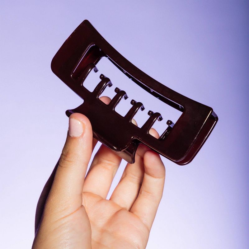 slide 8 of 8, Gimme Beauty Thick Rectangle Double Teeth Claw Clip - Cream/Brown - 2pc, 2 ct