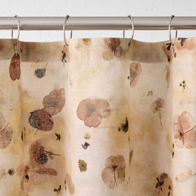slide 2 of 3, Linen Warm Washed Floral Shower Curtain - Casaluna™, 1 ct