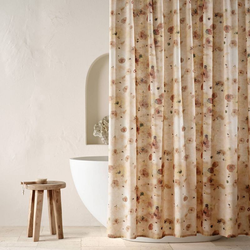 slide 1 of 3, Linen Warm Washed Floral Shower Curtain - Casaluna™, 1 ct
