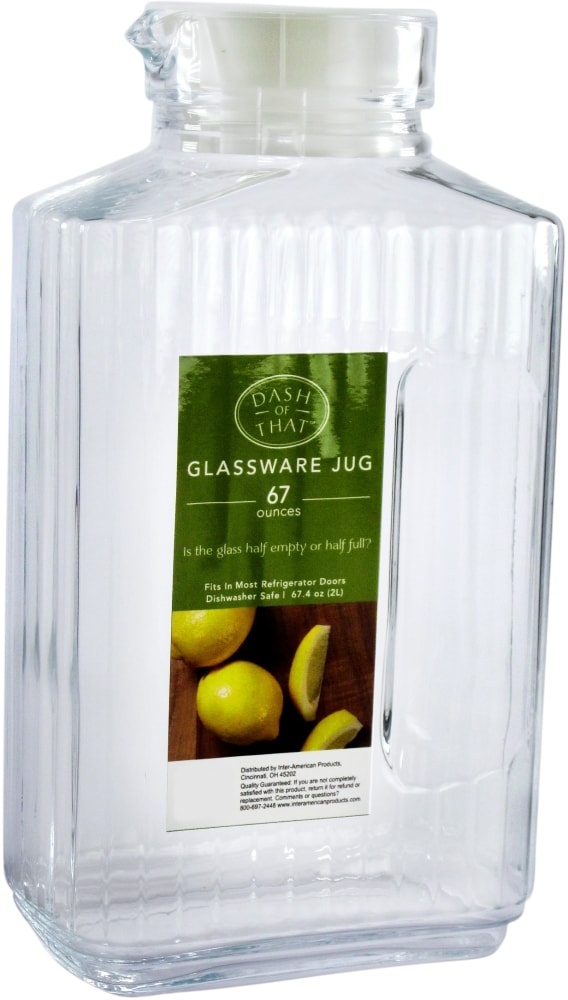 slide 1 of 1, Dash of That Quadro Lidded Glassware Jug - Clear, 2 liter