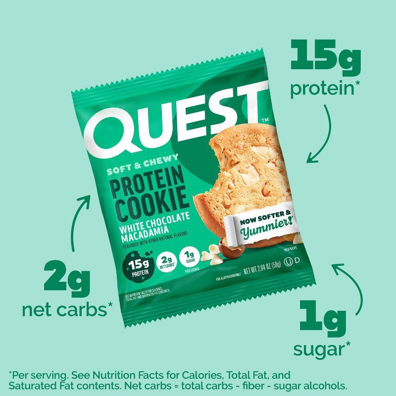 slide 7 of 9, Quest Nutrition White Macadamia Nut Cookies - Chocolate - 8.16oz/4ct, 8.16 oz, 4 ct