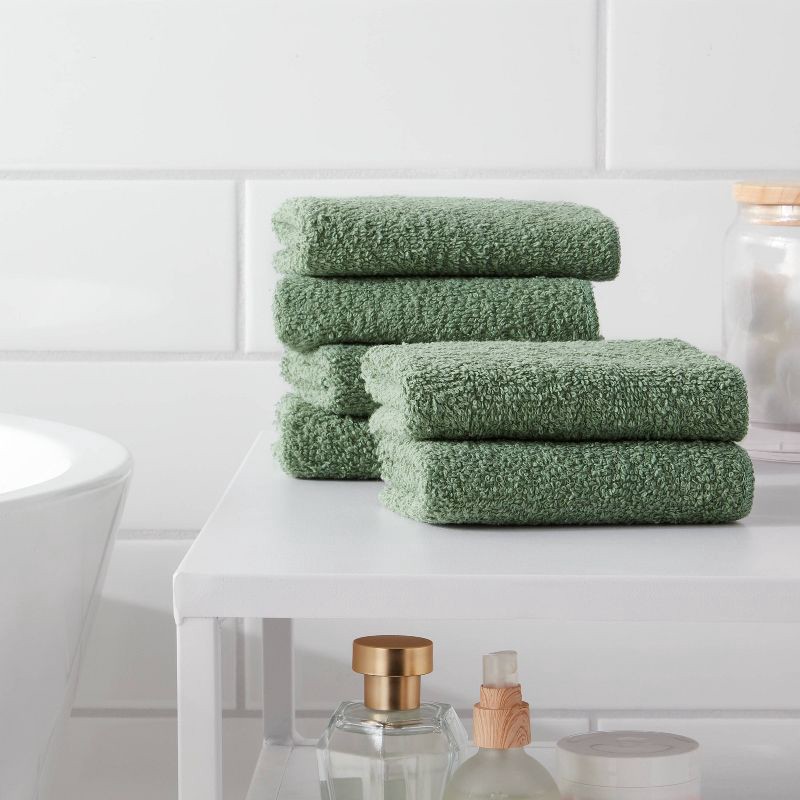 slide 2 of 4, 6pk Washcloth Set Light Green - Room Essentials™, 6 ct