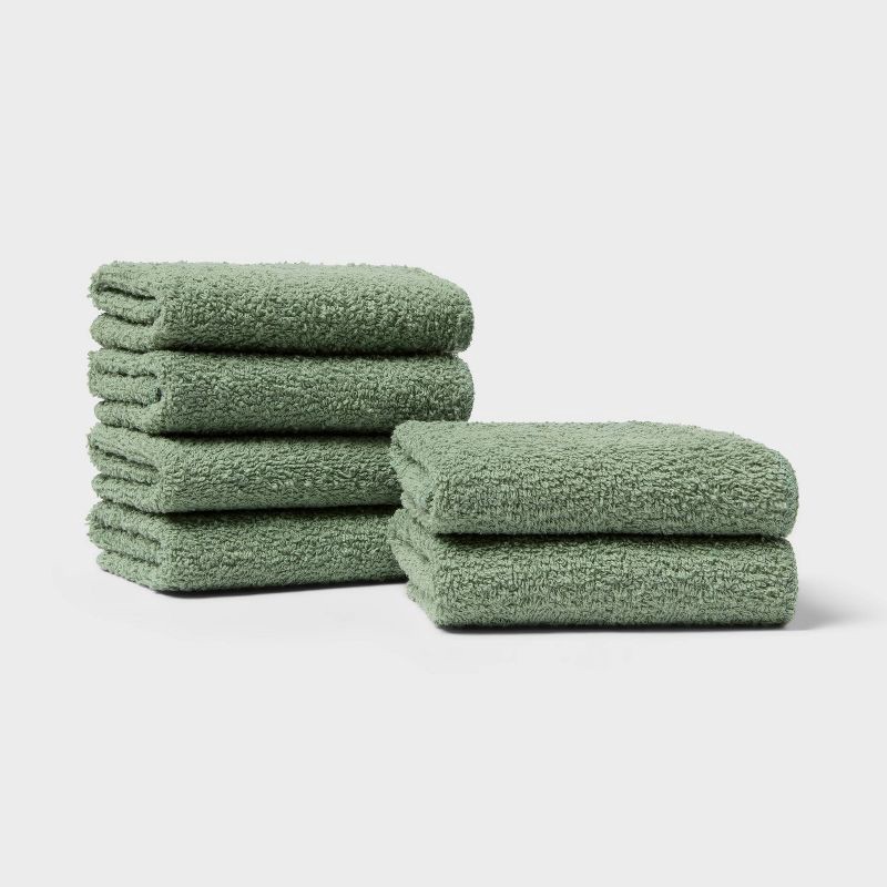 slide 1 of 4, 6pk Washcloth Set Light Green - Room Essentials™, 6 ct