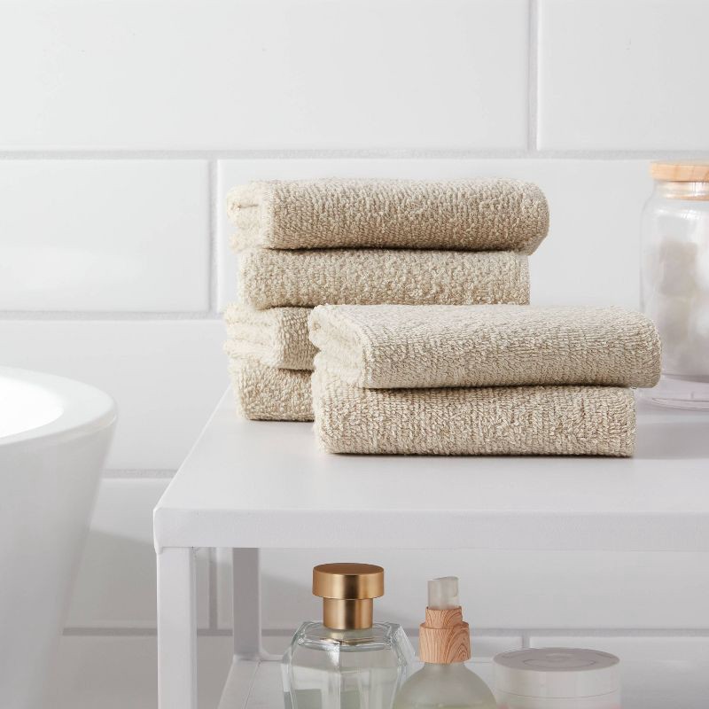 slide 2 of 4, 6pk Washcloth Set Tan - Room Essentials™, 6 ct