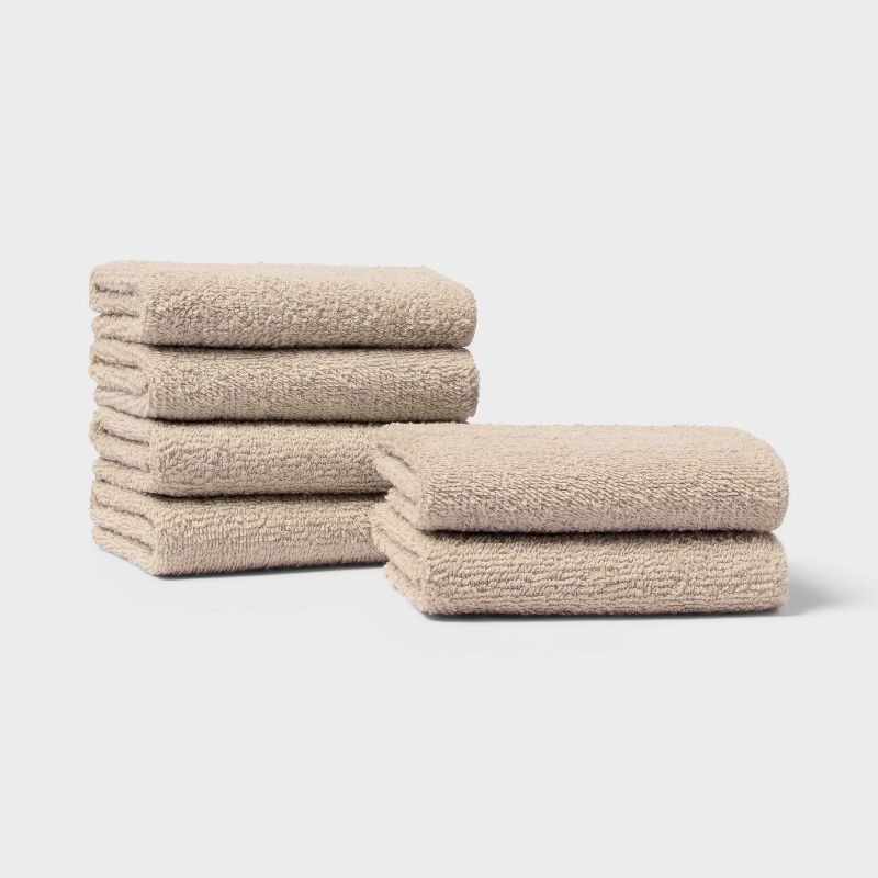 slide 1 of 4, 6pk Washcloth Set Tan - Room Essentials™, 6 ct