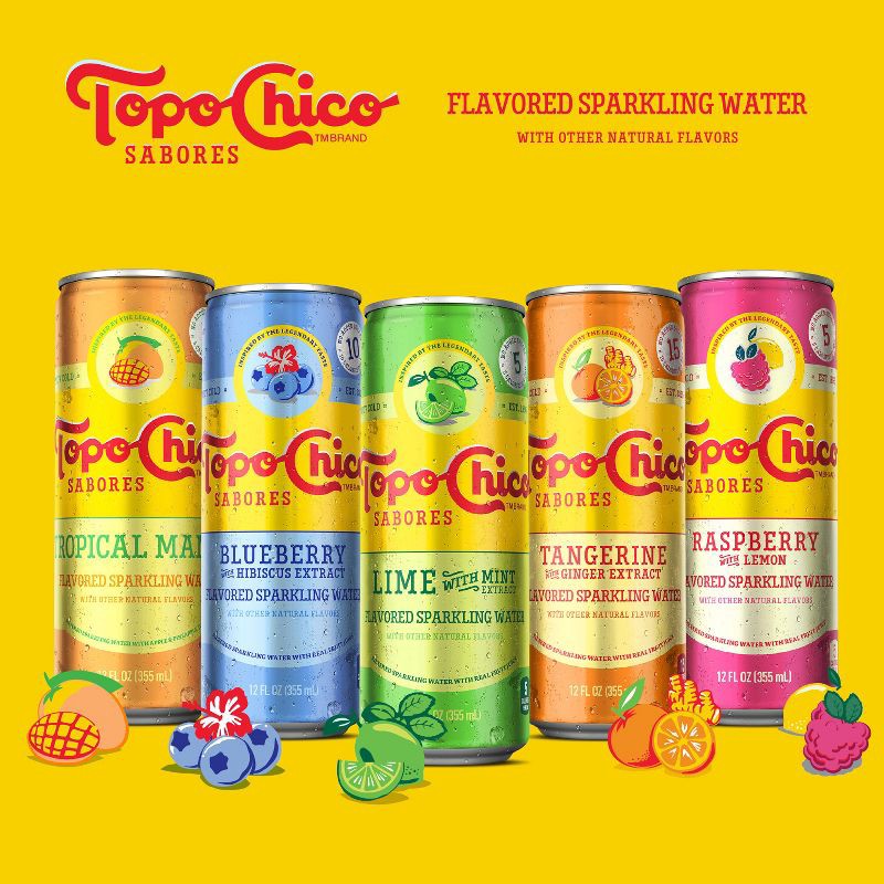 slide 3 of 8, Topo Chico Sabores Raspberry Lemon Flavored Sparkling Water - 8pk/12 fl oz Cans, 8 ct; 12 fl oz