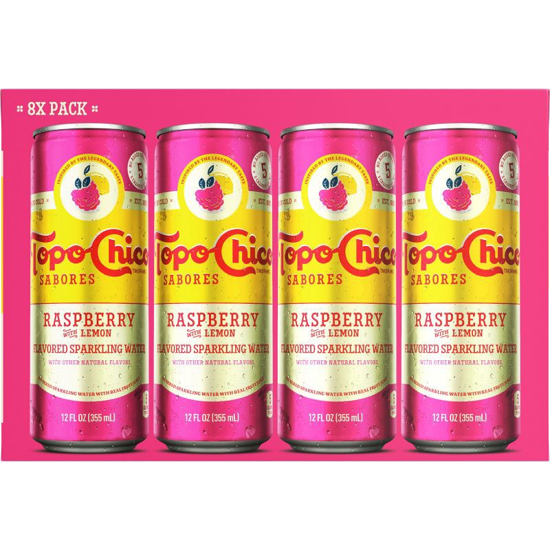 slide 5 of 8, Topo Chico Sabores Raspberry Lemon Flavored Sparkling Water - 8pk/12 fl oz Cans, 8 ct; 12 fl oz