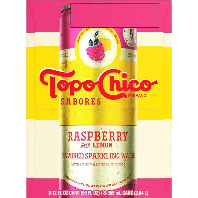 slide 7 of 8, Topo Chico Sabores Raspberry Lemon Flavored Sparkling Water - 8pk/12 fl oz Cans, 8 ct; 12 fl oz