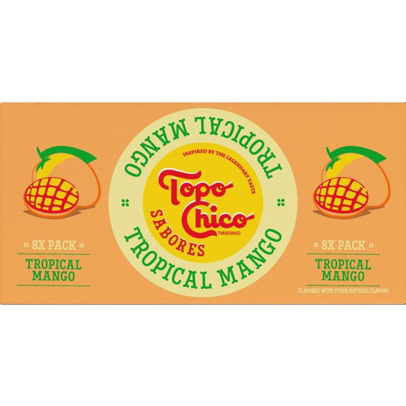 slide 6 of 7, Topo Chico Sabores Tropical Mango Flavored Sparkling Water - 8pk/12 fl oz Cans, 8 ct; 12 fl oz