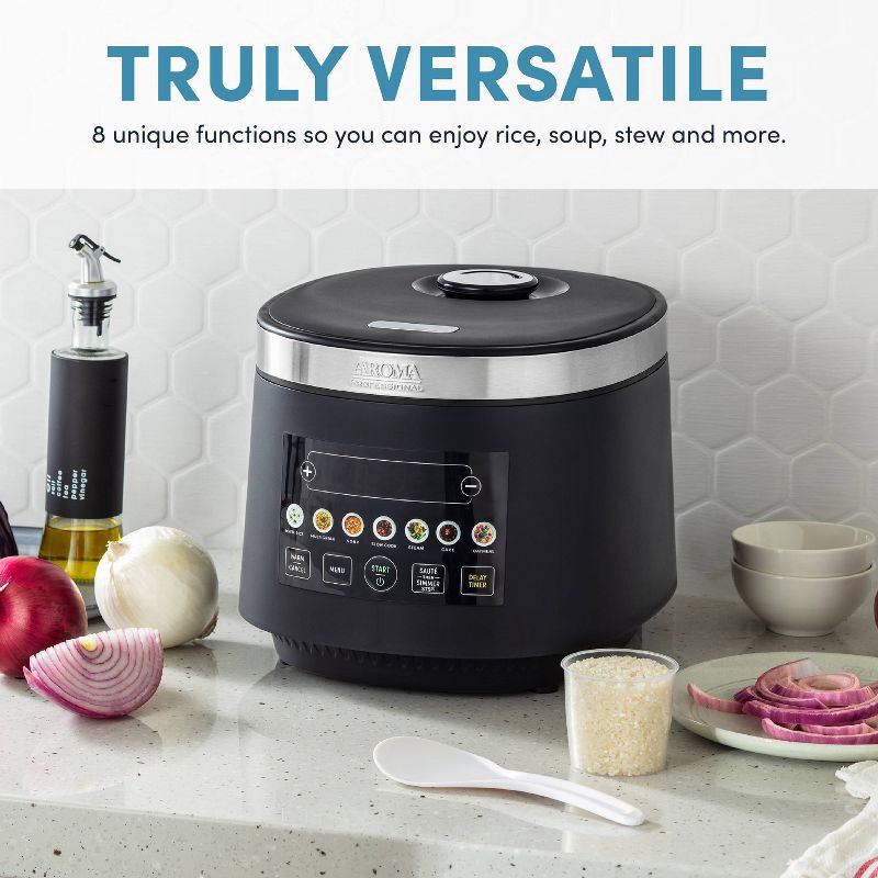 slide 9 of 15, Aroma 20 Cup Digital Rice Cooker Black: Stainless Steel, Small Tray, Steamer for Food, Rice Maker, Removable Lid, 1 ct