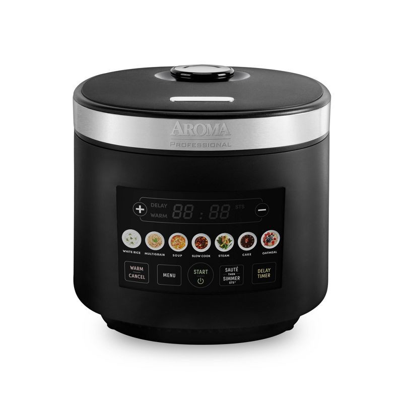 slide 1 of 15, Aroma 20 Cup Digital Rice Cooker Black: Stainless Steel, Small Tray, Steamer for Food, Rice Maker, Removable Lid, 1 ct