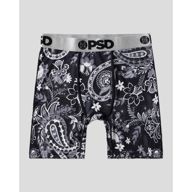 slide 2 of 4, PSD Men's Paisley Print Briefs 2pk - Black/Gray XXL, 2 ct
