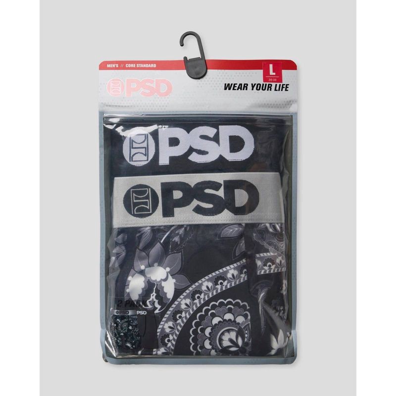 slide 4 of 4, PSD Men's Paisley Print Briefs 2pk - Black/Gray XXL, 2 ct
