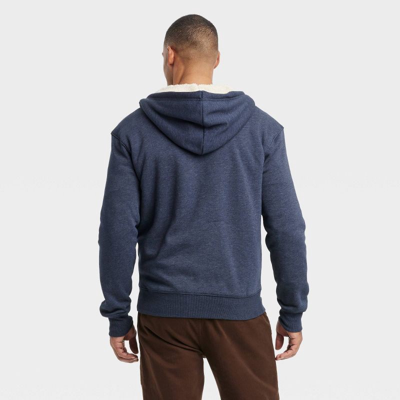 slide 2 of 3, Men's High Pile Lined Zip-Up Hoodie - Goodfellow & Co™ Fighter Pilot Blue L, 1 ct