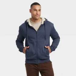 Men's High Pile Lined Zip-Up Hoodie - Goodfellow & Co™ Fighter Pilot Blue L
