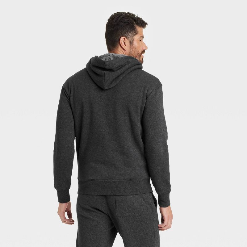 slide 2 of 3, Men's High Pile Lined Zip-Up Hoodie - Goodfellow & Co™ Black XL, 1 ct