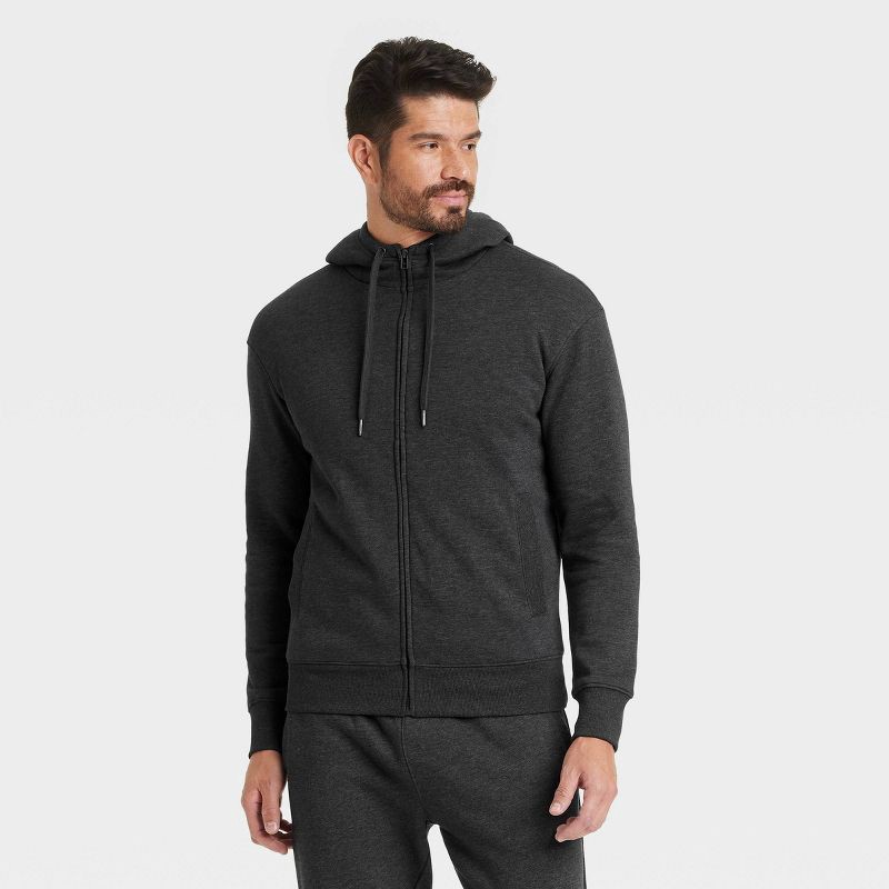 slide 1 of 3, Men's High Pile Lined Zip-Up Hoodie - Goodfellow & Co™ Black XL, 1 ct