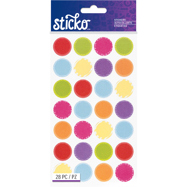 slide 1 of 1, Sticko Stickers Bright Mini Circle Labels, 28 ct