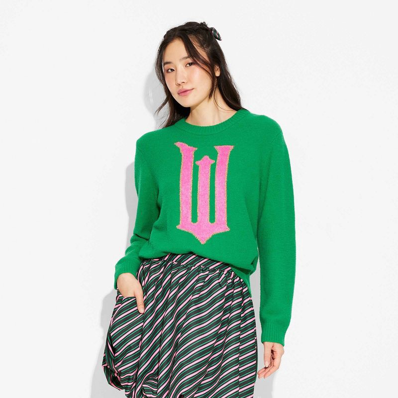 slide 1 of 8, Adult Wicked W Graphic Sweater - Green XL, 1 ct