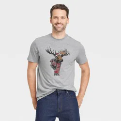 Men's Holiday Short Sleeve Graphic T-Shirt - Goodfellow & Co™ Light Gray S