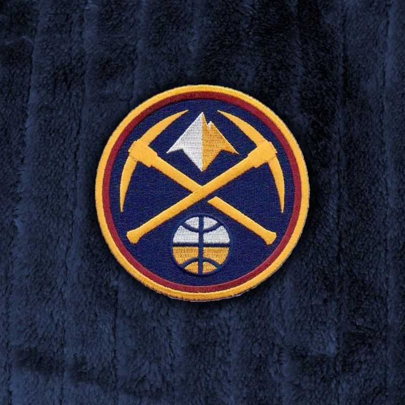 slide 3 of 3, NBA Denver Nuggets Ribbed Robe: Midweight Polyester, Front Tie, Long Sleeve, Adult Sizing, 1 ct