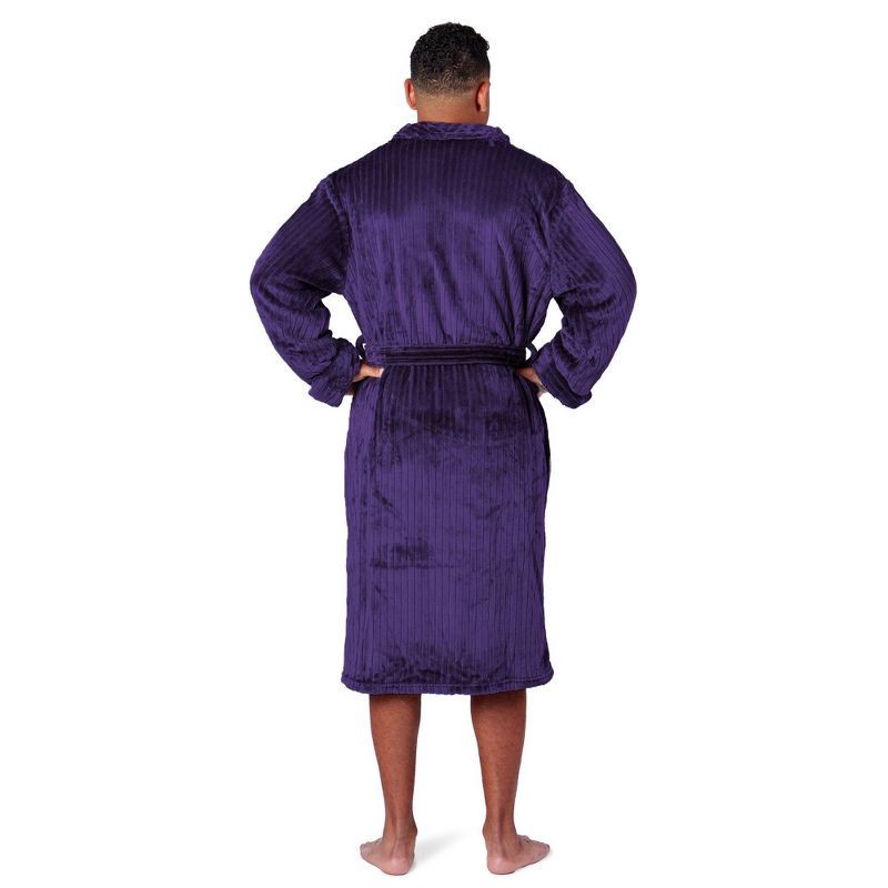 slide 2 of 3, NBA Los Angeles Lakers Ribbed Robe: Midweight Polyester, Loose Fit, Front Tie, 1 ct