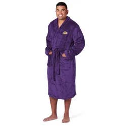 NBA Los Angeles Lakers Ribbed Robe: Midweight Polyester, Loose Fit, Front Tie