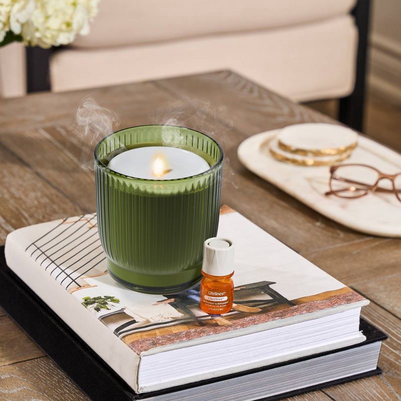 slide 8 of 9, Lifelines Ribbed Olive Flameless Candle Diffuser, 1 ct