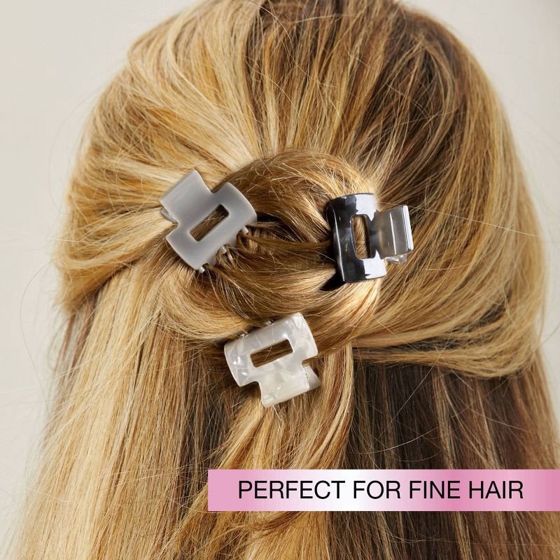 slide 3 of 8, scunci scünci Mini Claw Clips - Neutral Solids and Patterns - Fine Hair - 5pcs, 5 ct