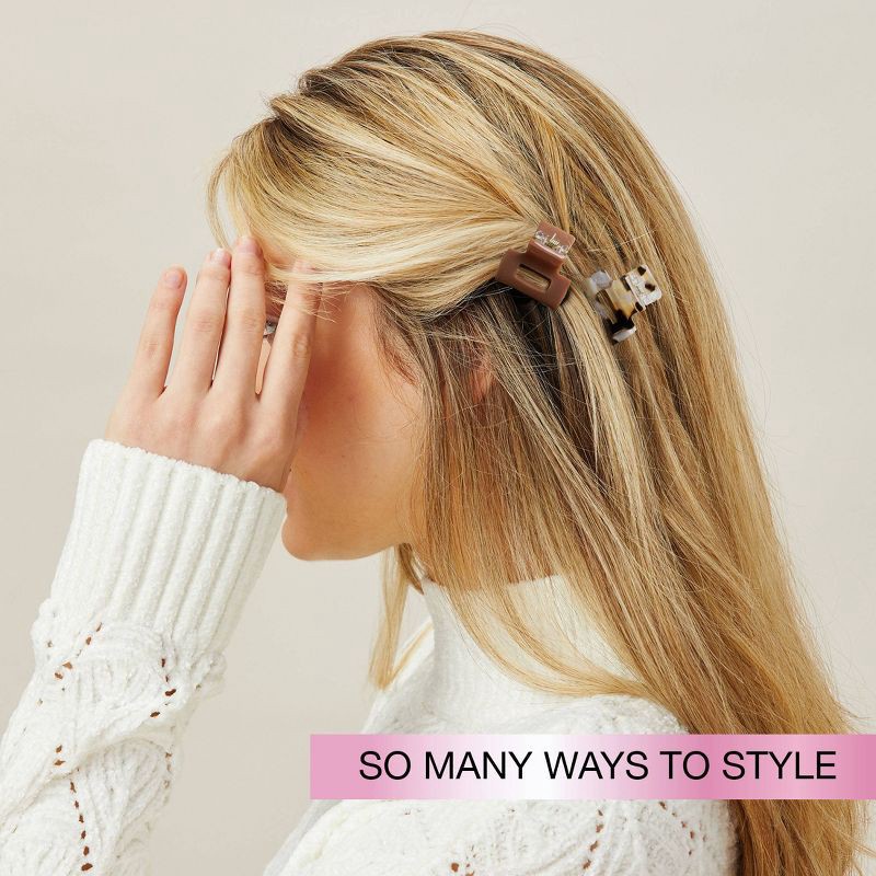 slide 7 of 8, scunci scünci Mini Claw Clips - Neutral Solids and Patterns - Fine Hair - 5pcs, 5 ct