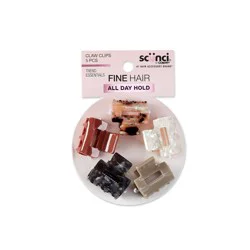scunci scünci Mini Claw Clips - Neutral Solids and Patterns - Fine Hair - 5pcs