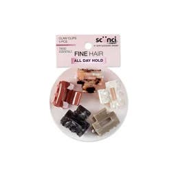 scunci scünci Mini Claw Clips - Neutral Solids and Patterns - Fine Hair - 5pcs