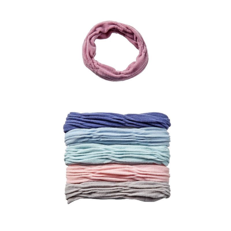 slide 2 of 8, scunci scünci No Damage Super Comfy Ruched Fabric Hosiery Elastic Hair Tie Ponytailers - Assorted Colors - All Hair - 6pcs, 6 ct